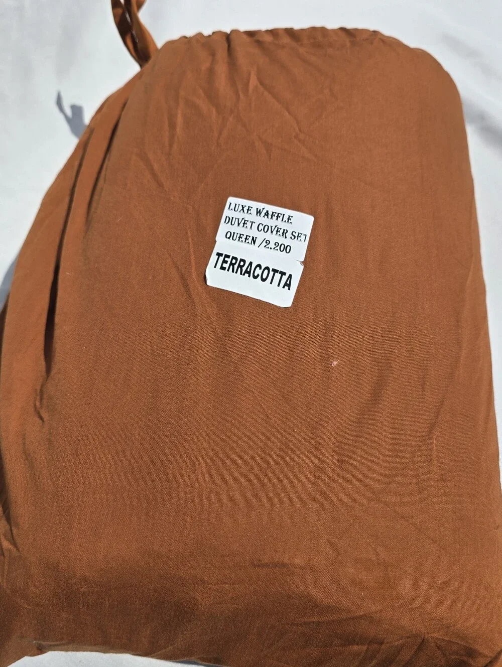 Quince FULL / QUEEN Organic Luxe Honeycomb Duvet Cover SHAMS Terracotta